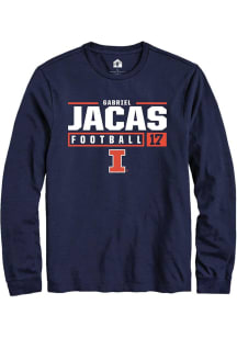Gabriel Jacas Rally Mens Navy Blue Illinois Fighting Illini NIL Stacked Box Tee