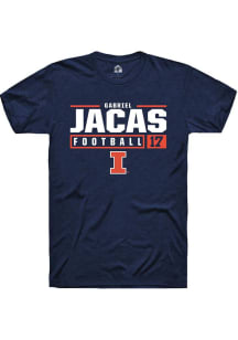 Gabriel Jacas Navy Blue Illinois Fighting Illini NIL Stacked Box Short Sleeve T Shirt