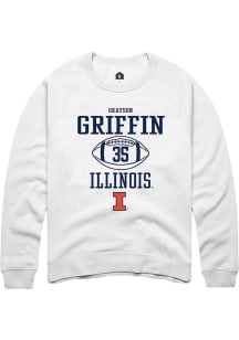 Grayson Griffin Rally Mens White Illinois Fighting Illini NIL Sport Icon Crew Sweatshirt