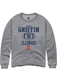 Grayson Griffin Rally Mens Graphite Illinois Fighting Illini NIL Sport Icon Crew Sweatshirt