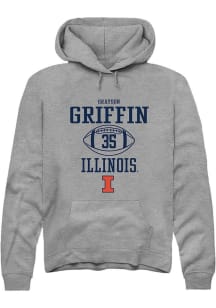 Grayson Griffin Rally Mens Graphite Illinois Fighting Illini NIL Sport Icon Hooded Sweatshirt