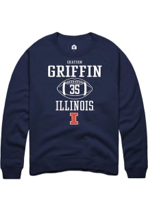 Grayson Griffin Rally Mens Navy Blue Illinois Fighting Illini NIL Sport Icon Crew Sweatshirt
