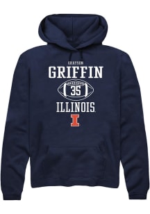Grayson Griffin Rally Mens Navy Blue Illinois Fighting Illini NIL Sport Icon Hooded Sweatshirt