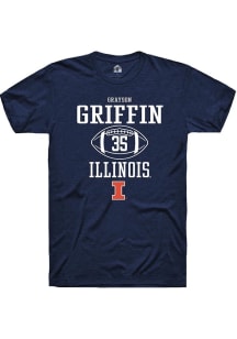 Grayson Griffin Navy Blue Illinois Fighting Illini NIL Sport Icon Short Sleeve T Shirt
