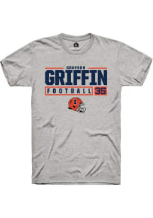 Grayson Griffin Ash Illinois Fighting Illini NIL Stacked Box Short Sleeve T Shirt
