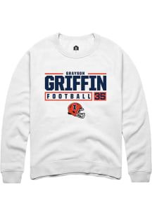 Grayson Griffin Rally Mens White Illinois Fighting Illini NIL Stacked Box Crew Sweatshirt
