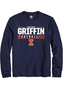Grayson Griffin Rally Mens Navy Blue Illinois Fighting Illini NIL Stacked Box Tee