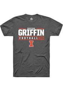 Grayson Griffin Dark Grey Illinois Fighting Illini NIL Stacked Box Short Sleeve T Shirt