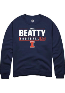 Hank Beatty Rally Mens Navy Blue Illinois Fighting Illini NIL Stacked Box Crew Sweatshirt
