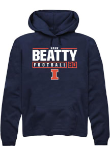 Hank Beatty Rally Mens Navy Blue Illinois Fighting Illini NIL Stacked Box Hooded Sweatshirt