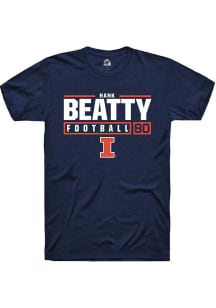 Hank Beatty Navy Blue Illinois Fighting Illini NIL Stacked Box Short Sleeve T Shirt