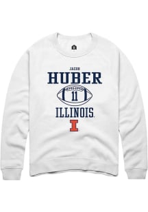 Jacob Huber Rally Mens White Illinois Fighting Illini NIL Sport Icon Crew Sweatshirt