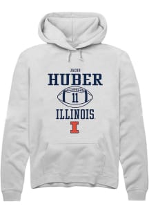 Jacob Huber Rally Mens White Illinois Fighting Illini NIL Sport Icon Hooded Sweatshirt