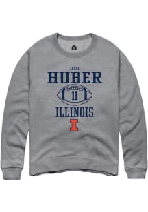 Jacob Huber Rally Mens Graphite Illinois Fighting Illini NIL Sport Icon Crew Sweatshirt