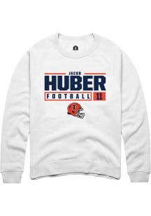 Jacob Huber Rally Mens White Illinois Fighting Illini NIL Stacked Box Crew Sweatshirt