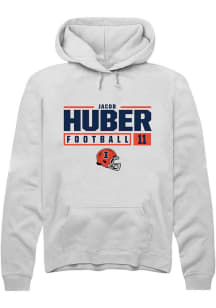 Jacob Huber Rally Mens White Illinois Fighting Illini NIL Stacked Box Hooded Sweatshirt