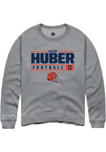 Jacob Huber Rally Mens Graphite Illinois Fighting Illini NIL Stacked Box Crew Sweatshirt