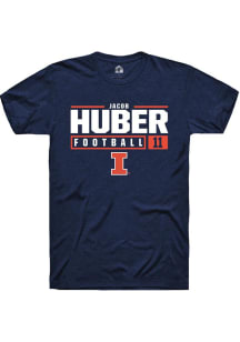 Jacob Huber Navy Blue Illinois Fighting Illini NIL Stacked Box Short Sleeve T Shirt