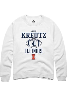 James Kreutz Rally Mens White Illinois Fighting Illini NIL Sport Icon Crew Sweatshirt