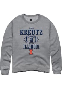 James Kreutz Rally Mens Graphite Illinois Fighting Illini NIL Sport Icon Crew Sweatshirt