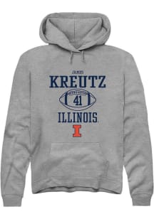 James Kreutz Rally Mens Graphite Illinois Fighting Illini NIL Sport Icon Hooded Sweatshirt
