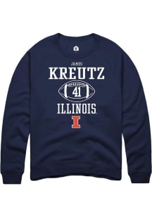 James Kreutz Rally Mens Navy Blue Illinois Fighting Illini NIL Sport Icon Crew Sweatshirt