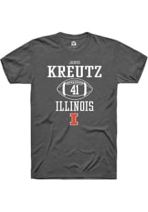 James Kreutz Dark Grey Illinois Fighting Illini NIL Sport Icon Short Sleeve T Shirt
