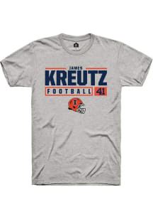 James Kreutz Ash Illinois Fighting Illini NIL Stacked Box Short Sleeve T Shirt