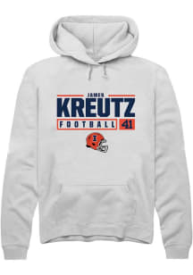 James Kreutz Rally Mens White Illinois Fighting Illini NIL Stacked Box Hooded Sweatshirt