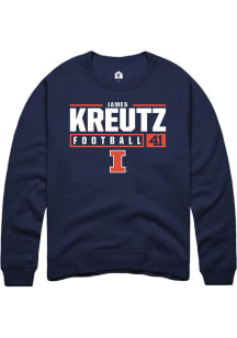 James Kreutz Rally Mens Navy Blue Illinois Fighting Illini NIL Stacked Box Crew Sweatshirt