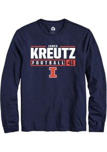 James Kreutz Rally Mens Navy Blue Illinois Fighting Illini NIL Stacked Box Tee