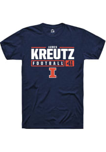 James Kreutz Navy Blue Illinois Fighting Illini NIL Stacked Box Short Sleeve T Shirt