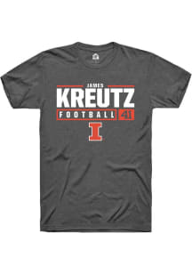James Kreutz Dark Grey Illinois Fighting Illini NIL Stacked Box Short Sleeve T Shirt