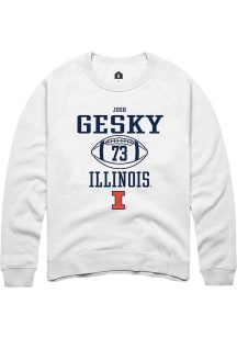 Josh Gesky Rally Mens White Illinois Fighting Illini NIL Sport Icon Crew Sweatshirt