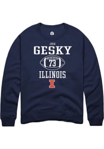 Josh Gesky Rally Mens Navy Blue Illinois Fighting Illini NIL Sport Icon Crew Sweatshirt