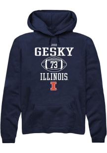 Josh Gesky Rally Mens Navy Blue Illinois Fighting Illini NIL Sport Icon Hooded Sweatshirt