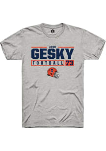 Josh Gesky Ash Illinois Fighting Illini NIL Stacked Box Short Sleeve T Shirt