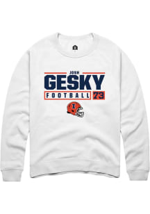 Josh Gesky Rally Mens White Illinois Fighting Illini NIL Stacked Box Crew Sweatshirt