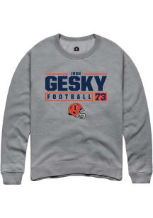 Josh Gesky Rally Mens Graphite Illinois Fighting Illini NIL Stacked Box Crew Sweatshirt