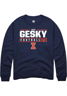 Josh Gesky Rally Mens Navy Blue Illinois Fighting Illini NIL Stacked Box Crew Sweatshirt