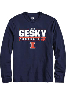 Josh Gesky Rally Mens Navy Blue Illinois Fighting Illini NIL Stacked Box Tee