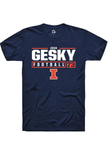 Josh Gesky Navy Blue Illinois Fighting Illini NIL Stacked Box Short Sleeve T Shirt