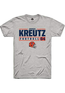 Joshua Kreutz Ash Illinois Fighting Illini NIL Stacked Box Short Sleeve T Shirt