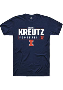 Joshua Kreutz Navy Blue Illinois Fighting Illini NIL Stacked Box Short Sleeve T Shirt
