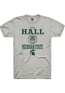 Malik Hall  Michigan State Spartans Ash Rally NIL Sport Icon Short Sleeve T Shirt