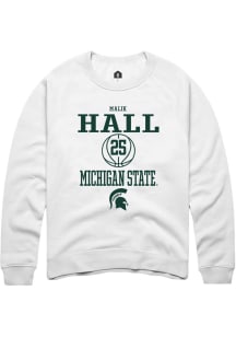 Malik Hall  Rally Michigan State Spartans Mens White NIL Sport Icon Long Sleeve Crew Sweatshirt