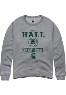 Malik Hall  Rally Michigan State Spartans Mens Grey NIL Sport Icon Long Sleeve Crew Sweatshirt