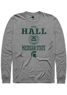 Malik Hall  Michigan State Spartans Grey Rally NIL Sport Icon Long Sleeve T Shirt