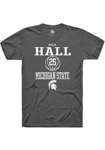 Malik Hall  Michigan State Spartans Dark Grey Rally NIL Sport Icon Short Sleeve T Shirt
