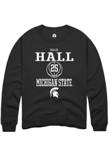 Malik Hall  Rally Michigan State Spartans Mens Black NIL Sport Icon Long Sleeve Crew Sweatshirt